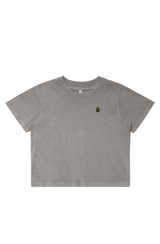 Womens Stone Wash Heavy Crop