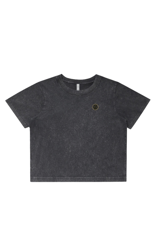 Womens Stone Wash Heavy Crop